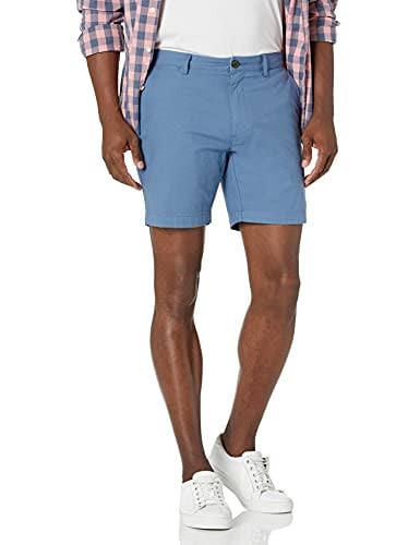 Amazon Essentials Men's Slim-Fit 7" Lightweight Comfort Stretch Oxford Shorts, Blue, 34
