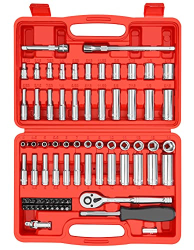 YIYITOOLS 74-Piece 1/4" Drive Socket Set
