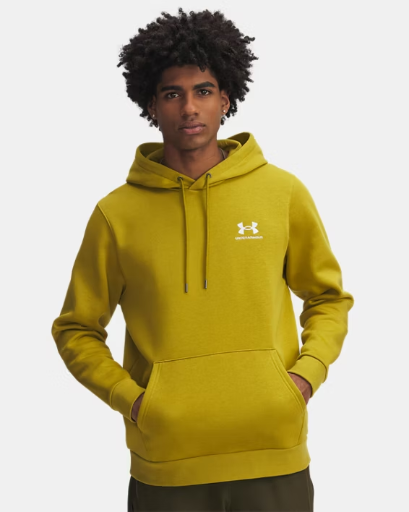 Under Armour Men's UA Icon Fleece Hoodie (Green Legacy/White)