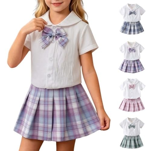 Bow Tie Plaid Skirt School Uniform Set Deal