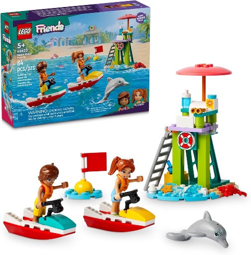 LEGO Friends Beach Water Scooter Lifeguard Toy Building Set 84-Piece