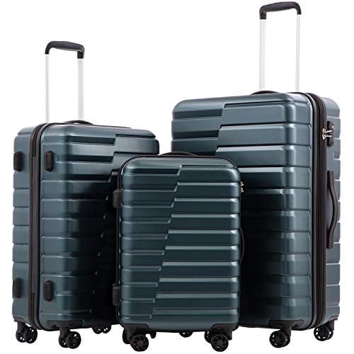 Coolife 3-Piece Hard Shell Expandable Spinner Luggage Set w/ TSA Lock (Teal Blue)
