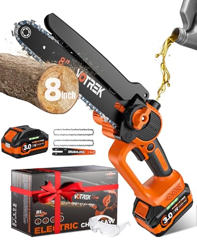 8-Inch Cordless Mini Chainsaw with 3.0Ah Battery and Automatic Oiler