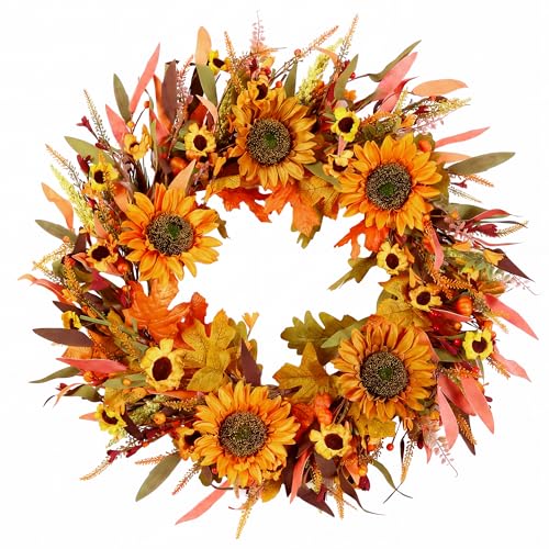 24" Fall Sunflower Door Wreath Deal
