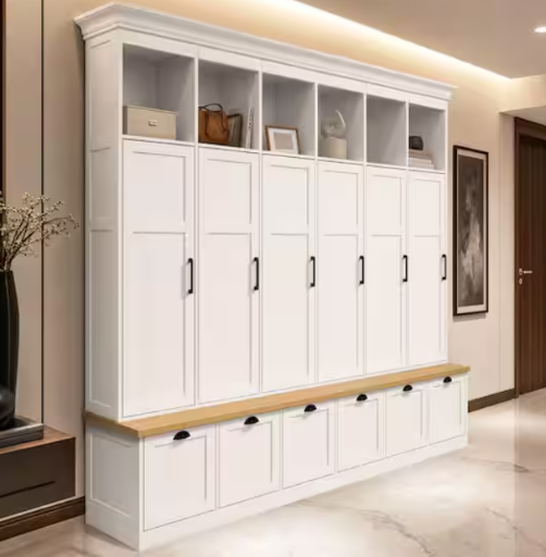 FUFU GAGA White 89.4" Accent Cabinet Office Storage Cabinet