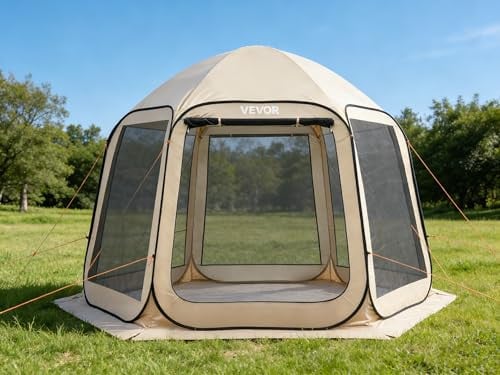 VEVOR Pop up Screen House Tent, 10 x 9.2 ft Beige