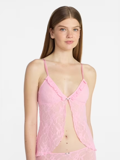 No Boundaries Women's Lace Flyaway Cami Top, XS-XXXL