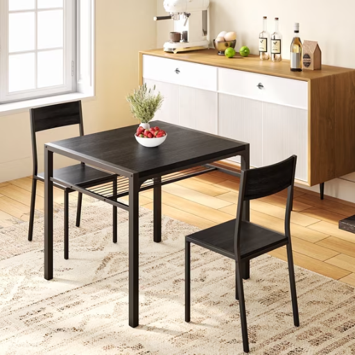 Lofka Dining Table Set for 2 to 4 with Storage Shelves