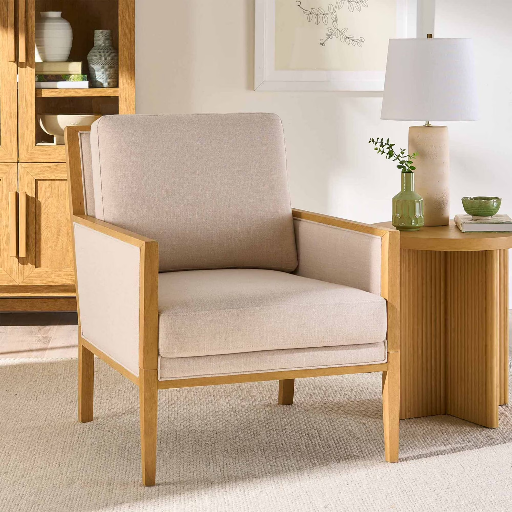 Better Homes & Gardens Windsor Linen Armchair (Light Honey Wood)