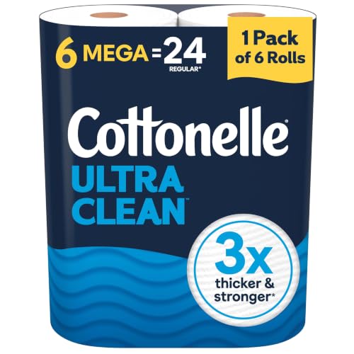 Cottonelle Ultra Clean 1-Ply Mega Roll Toilet Paper, 6-Pack, 284 Sheets