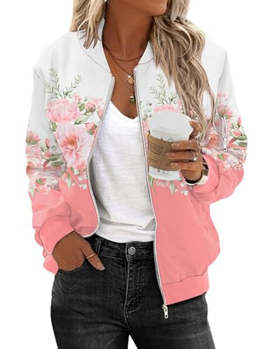 Zeagoo Women's Varsity Jacket Floral Print
