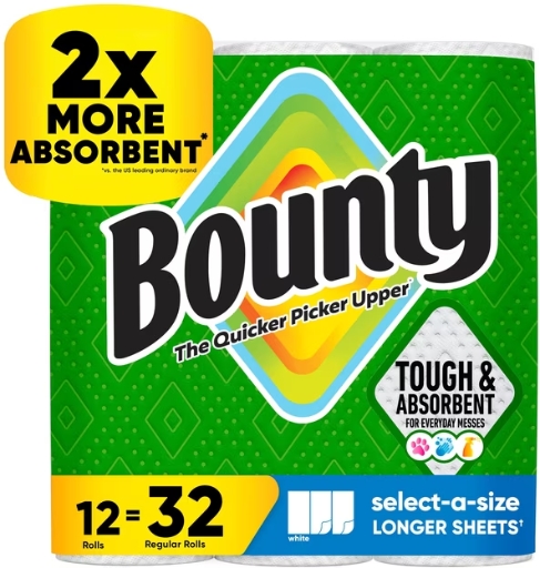 Bounty Select-A-Size 2-Ply Paper Towels, 12 = 32 Reg Rolls Deal
