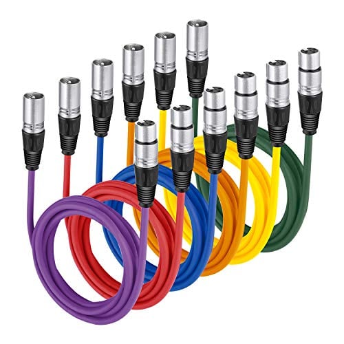 Neewer 6-Pack 6.5' XLR Male to Female Microphone Cables (Multicolor)