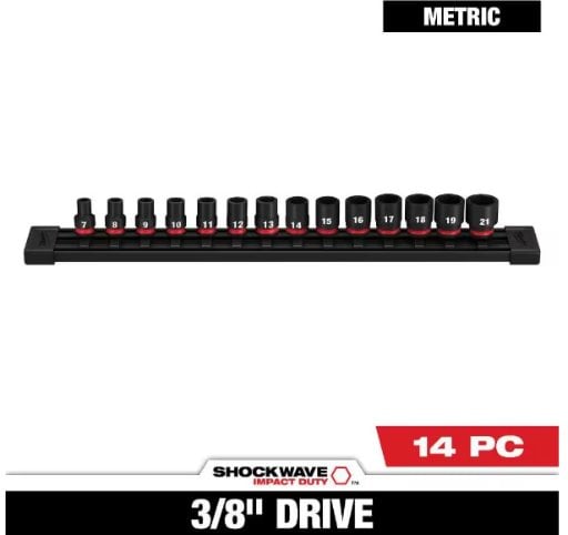 Milwaukee SHOCKWAVE 3/8 in. Drive Metric 6 Point Impact Socket Set (14-Piece) Deal