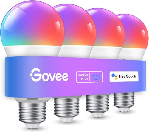 Govee Smart Light Bulbs, Color Changing Light Bulbs, 4-Pack