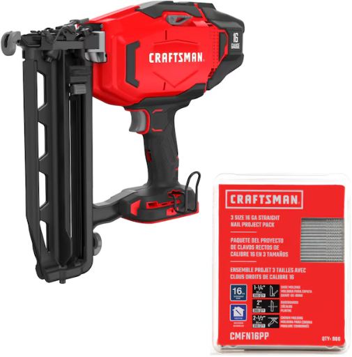 CRAFTSMAN V20 16-Gauge Cordless Finish Nailer & 2-in Straight Coated Collated Finish Nails (900-Per Box) Deal