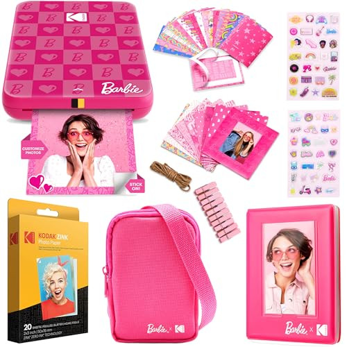 Kodak x Barbie Step Slim Instant Photo Printer Gift Bundle w/ 20 Photo Sheets