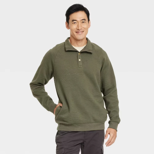 Goodfellow & Co Men's Diamond Quilted Pullover Sweatshirt