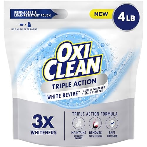 OxiClean Triple Action White Revive Laundry Whitener and Stain Remover Powder 4 lbs