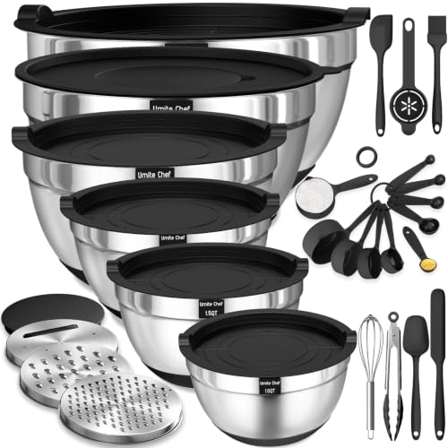 Thickened Heavy-Duty 26pcs Stainless Steel Mixing Bowl Set with Lid and Grater Attachment Deal