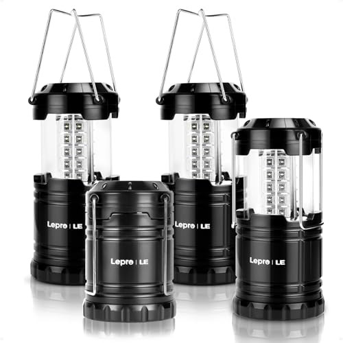 Lepro LED Camping Lanterns Battery Powered, Collapsible, 4-Pack