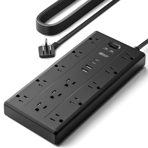 Superdanny Surge Protector Power Strip w/ 13 AC Outlets, 2 USB-A & 2 USB-C, 10' Cord