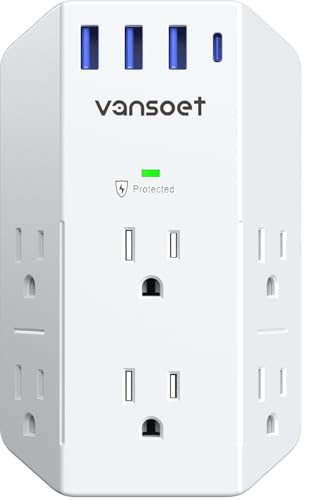 Vansoet 6-Outlet Surge Protector Power Strip with 4 USB Ports, 2100J