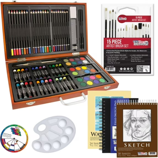 U.S. Art Supply Deluxe Art Creativity Set w/ Wooden Case (102-Piece)