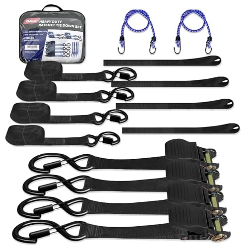 DJDAJIA 4-Pack 1"x15' Tie Down Ratchet Straps