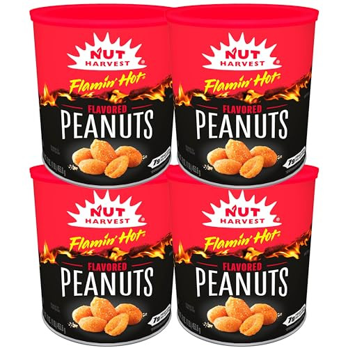 Nut Harvest Flamin' Hot Peanuts 16 oz Canisters (4 Pack)