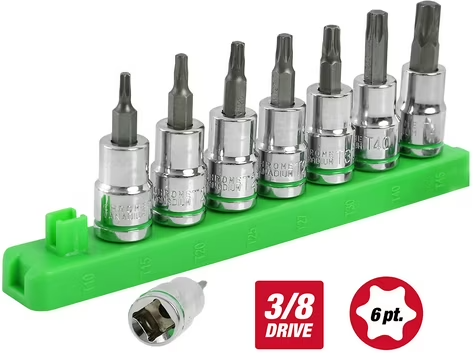 Hyper Tough 3/8-inch Drive Standard Star Socket Bit Set, 9 Piece Deal