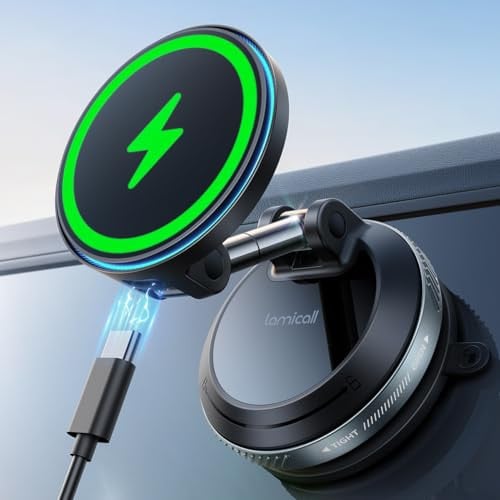 Lamicall 15W MagSafe Car Mount Charger Dual USB-C Ports