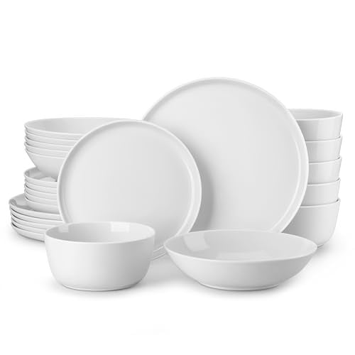 Malacasa 24-Piece Porcelain Dinnerware Set (Set for 6, White)