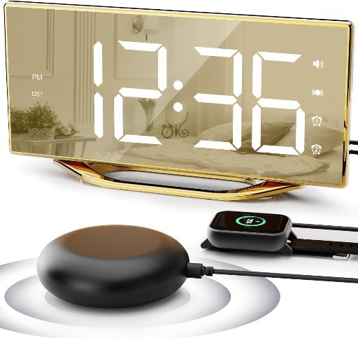 PPLEE Dimmable Loud Alarm Clock w/ Bed Shaker Deal