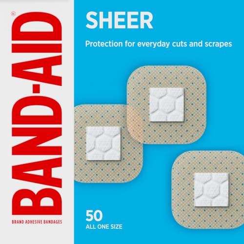 BAND-AID Brand Sheer Spots Small Square Bandages 50-Ct