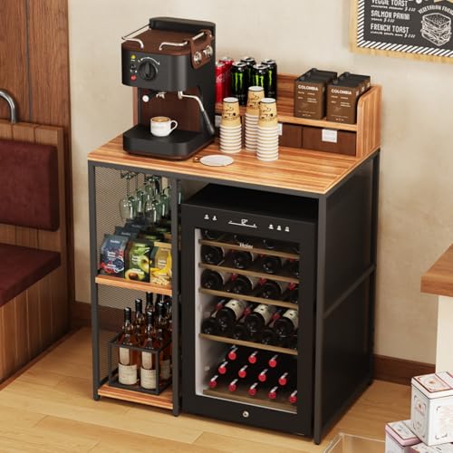 Kikihouse 4-Tier Industrial Style Mini Fridge & Microwave Oven Stand