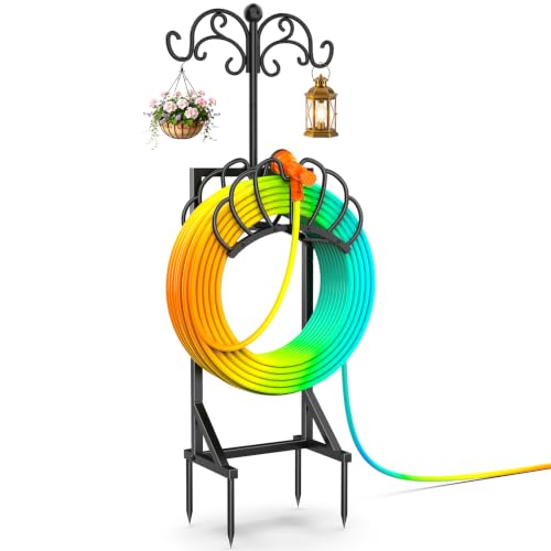 COZEER 59.1" Freestanding Garden Hose Holder w/ Shepherd's Hook