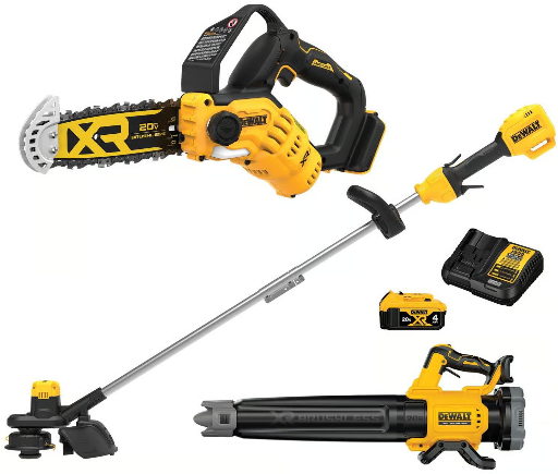 DEWALT 20V MAX XR Brushless String Trimmer Blower Kit with 20V 8 in. Brushless Pruning Chainsaw Deal