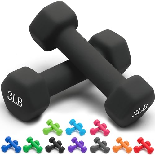 Portzon Hex Shape Neoprene Anti-Slip Dumbbell Weight Set 3-Pound Deal