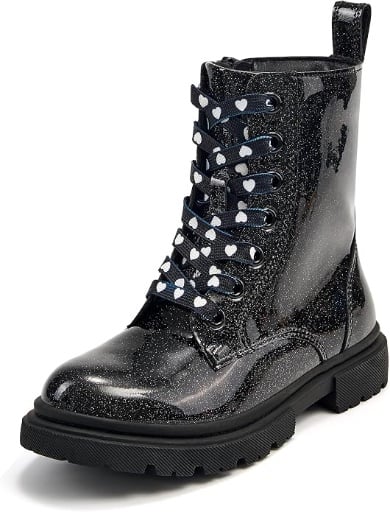 Stelle Girls Combat Ankle Boots with Printed Lace-Up and Side Zipper Deal