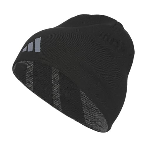 adidas Reversible Skully Beanie - Two-Sided Skull Cap Winter Hat, Black/Black-grey Six Marl/Grey, One Size Deal