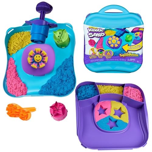 Kinetic Sand SquishMotion 1lb Pink, Yellow & Blue Play Sand with Stamper & 5 Tools Deal