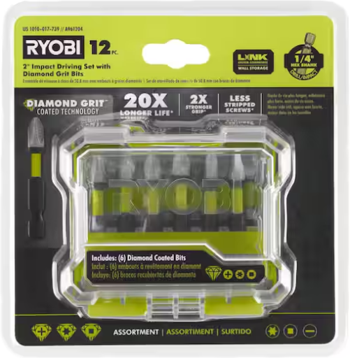 Ryobi 2 in. Diamond Grit Driving Set (12-Piece)