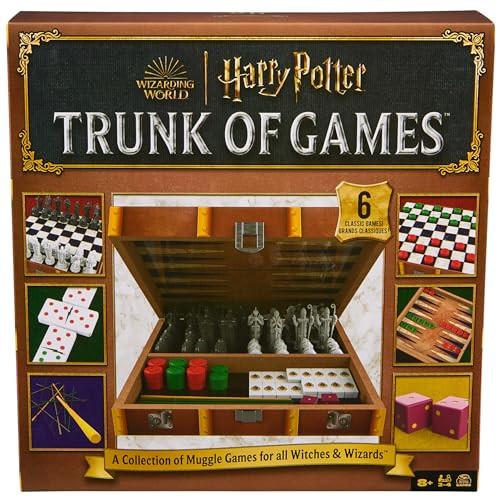 Spin Master Games World of Harry Potter Trunk of Games 6-in-1 Wooden Storage Box