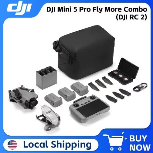 DJI Mini 5 Pro Fly More Combo (DJI RC 2) 4K Drone with 1-Inch CMOS and 3 Batteries Deal