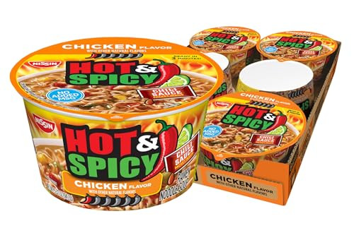 NISSIN Hot & Spicy Ramen Noodle Soup Chicken 6-Pack