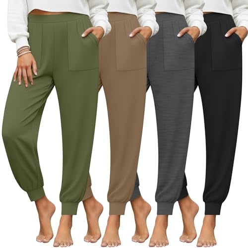 Yearntown 4-Pack Women's Joggers Lounge Yoga Pants with Pockets Deal