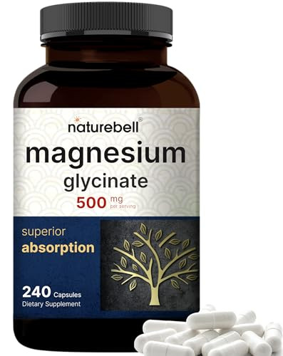 NatureBell Magnesium Glycinate 500mg Capsules 240-Count