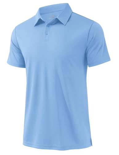 PINSPARK Mens Golf Shirt 3 Buttons Quick Dry Polo Shirts