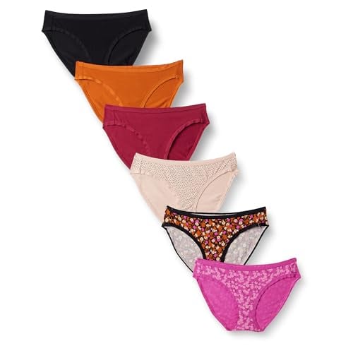 Amazon Essentials Women's Cotton Spandex Bikini Brief Underwear 6-Pack